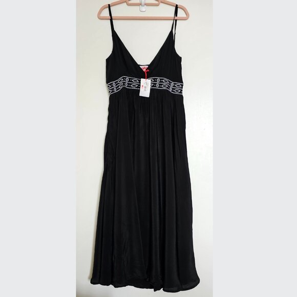 NWT!! Solid & Striped Ariel Flowy Sleeveless Midi Dress With Pockets M Blackout - Picture 2 of 14